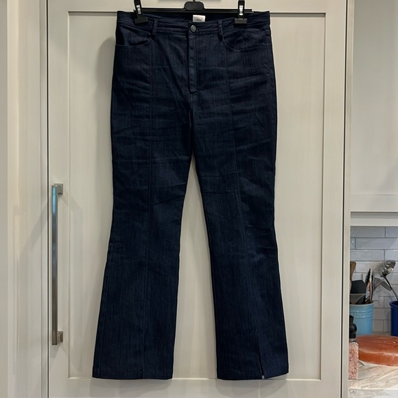 NWOT Cinq a Sept high waisted wide leg 4 pocket darker blue denim jeans - Picture 4 of 14